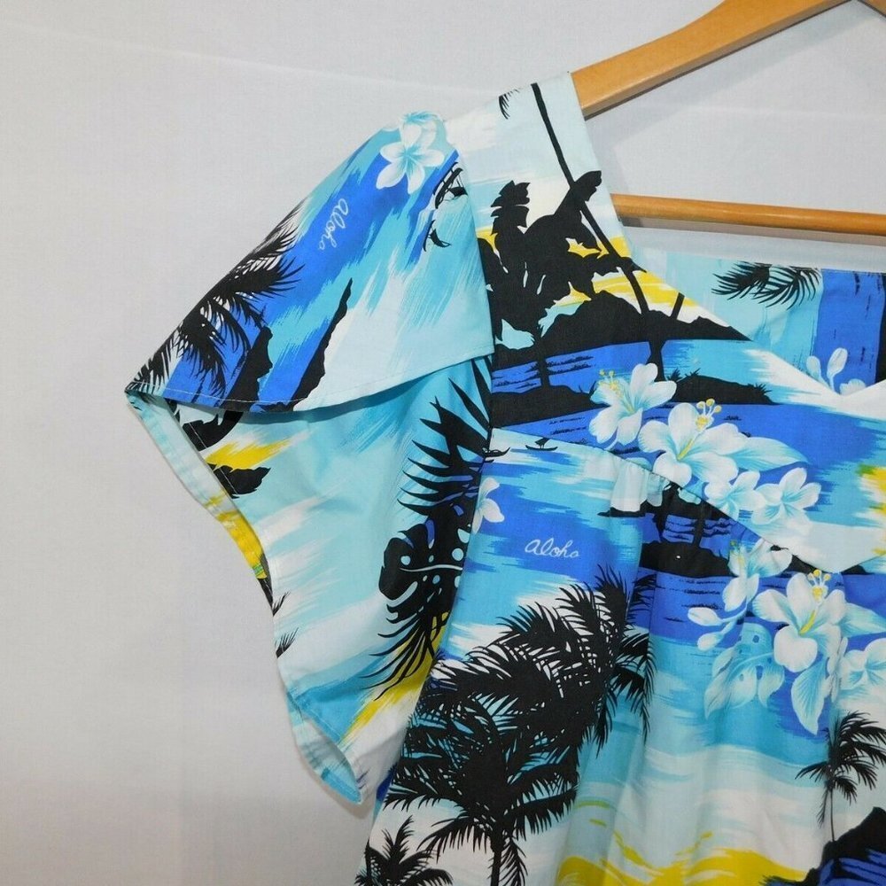 VTG  Hawaiian Tropical Sunset Muumuu Dress Jade Fashions Housedress Womens M - Picture 5 of 9